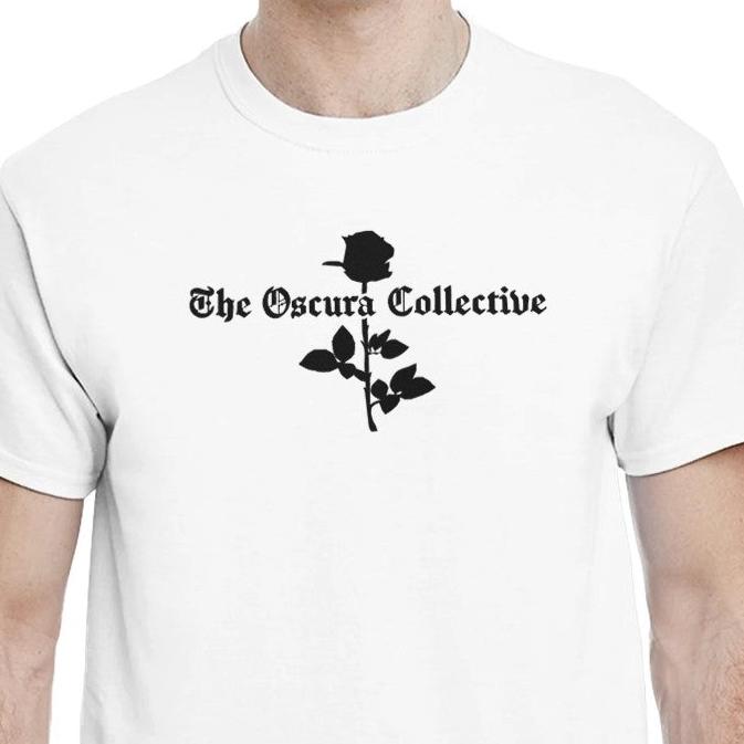 Old English Rose Embroidered Unisex White T shirt